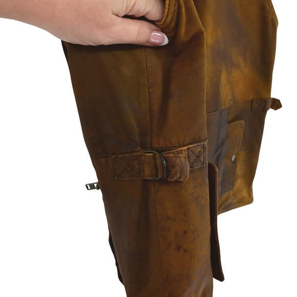 VTG 80s Banana Republic Leather Photojournalist Vest Mill Valley Gorpcore Lined - Picture 12 of 16